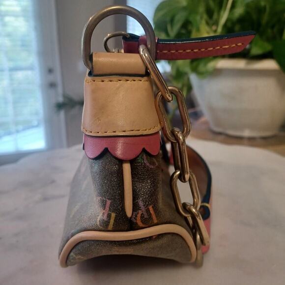 VTG Dooney & Bourke Gray Multicolor Logo Baguette Bag Y2K Barbie - Picture 6 of 16